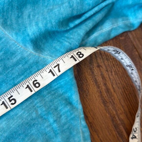 Free People Shell sleeve lace trim Henley turquoise small - Picture 8 of 11